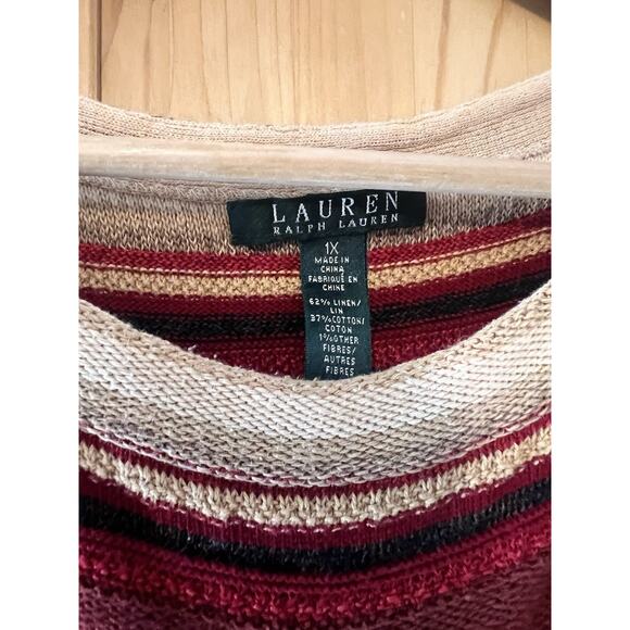 Lauren Ralph Lauren sleeveless sweater tunic stripe Linen/cotton Blend 1X - Picture 4 of 9